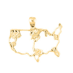 Yellow Gold-plated Silver United States Of America Pendant