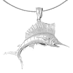 Sterling Silver Sailfish Pendant (Rhodium or Yellow Gold-plated)