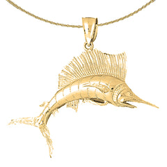 Sterling Silver Sailfish Pendant (Rhodium or Yellow Gold-plated)