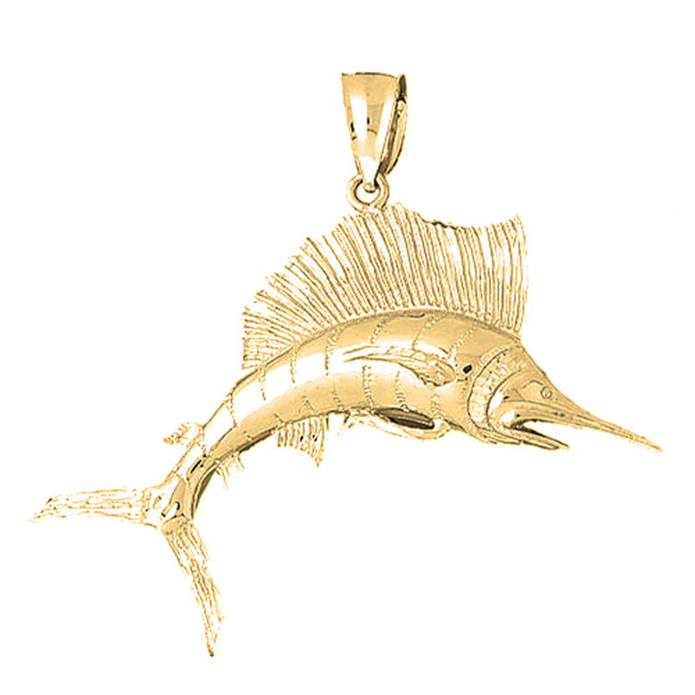 Yellow Gold-plated Silver Sailfish Pendant