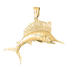 Yellow Gold-plated Silver Sailfish Pendant