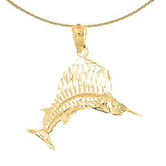 Sterling Silver Sailfish Pendant (Rhodium or Yellow Gold-plated)