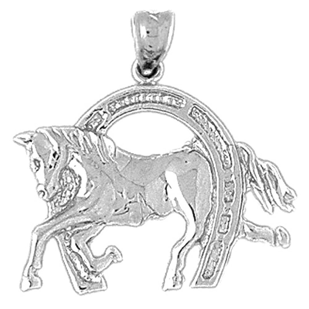 Sterling Silver Horseshoe With Horse Pendant