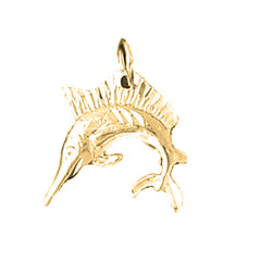 Yellow Gold-plated Silver Sailfish Pendant