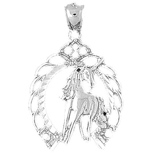 Sterling Silver Horseshoe With Horse Pendant