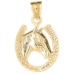Yellow Gold-plated Silver Horseshoe With Horse Pendant
