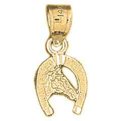 Yellow Gold-plated Silver Horseshoe With Horse Pendant