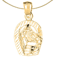 Sterling Silver Horseshoe With Horse Pendant (Rhodium or Yellow Gold-plated)