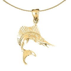 Sterling Silver Sailfish Pendant (Rhodium or Yellow Gold-plated)