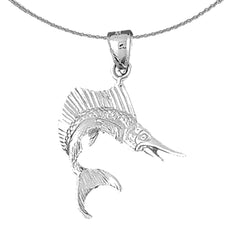 Sterling Silver Sailfish Pendant (Rhodium or Yellow Gold-plated)