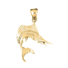Yellow Gold-plated Silver Sailfish Pendant