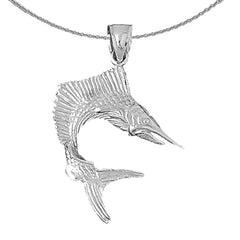 Sterling Silver Sailfish Pendant (Rhodium or Yellow Gold-plated)