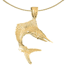 Sterling Silver Sailfish Pendant (Rhodium or Yellow Gold-plated)