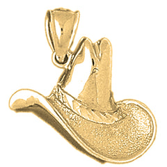 Yellow Gold-plated Silver Cowboy Hat Pendant