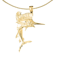 Sterling Silver Sailfish Pendant (Rhodium or Yellow Gold-plated)