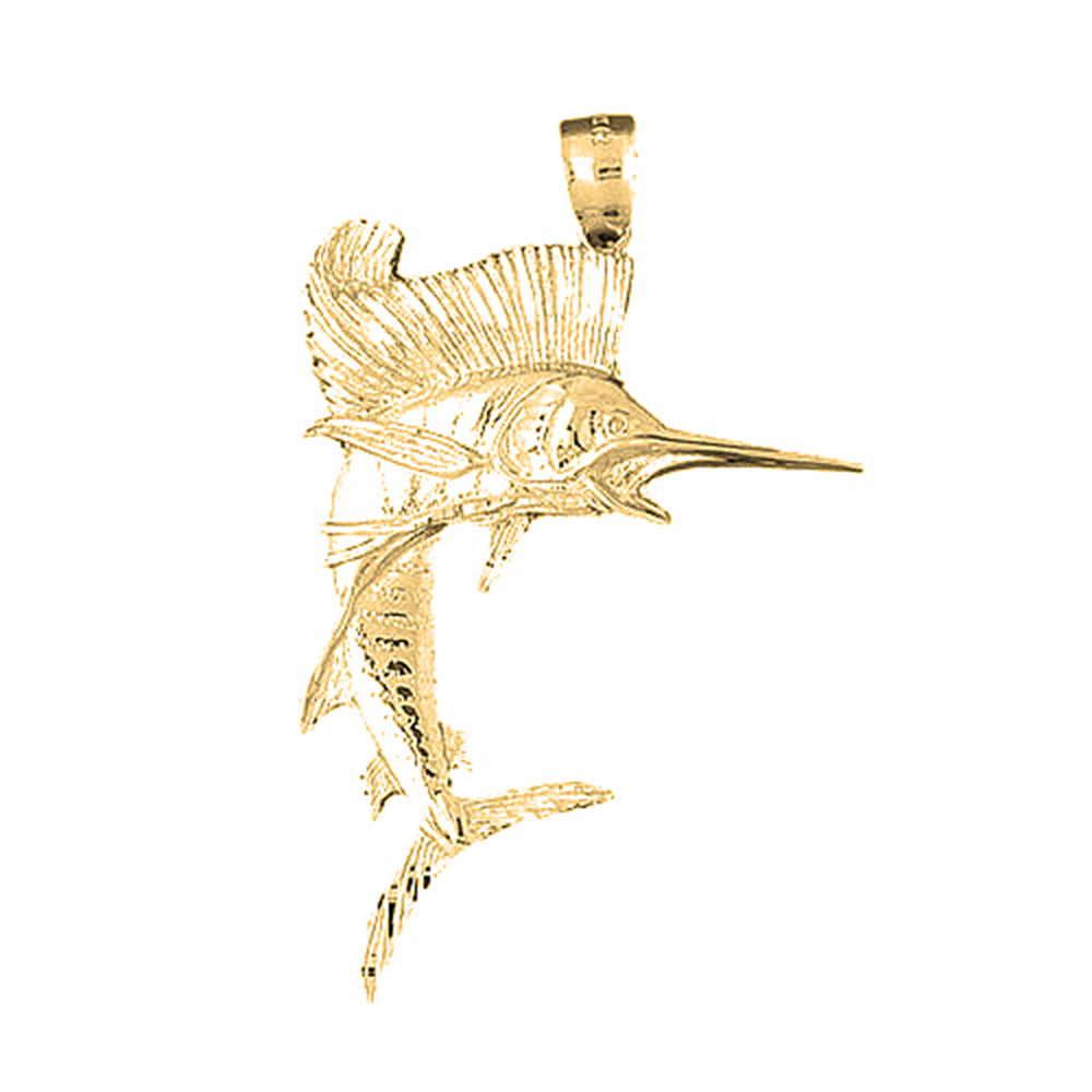 Yellow Gold-plated Silver Sailfish Pendant