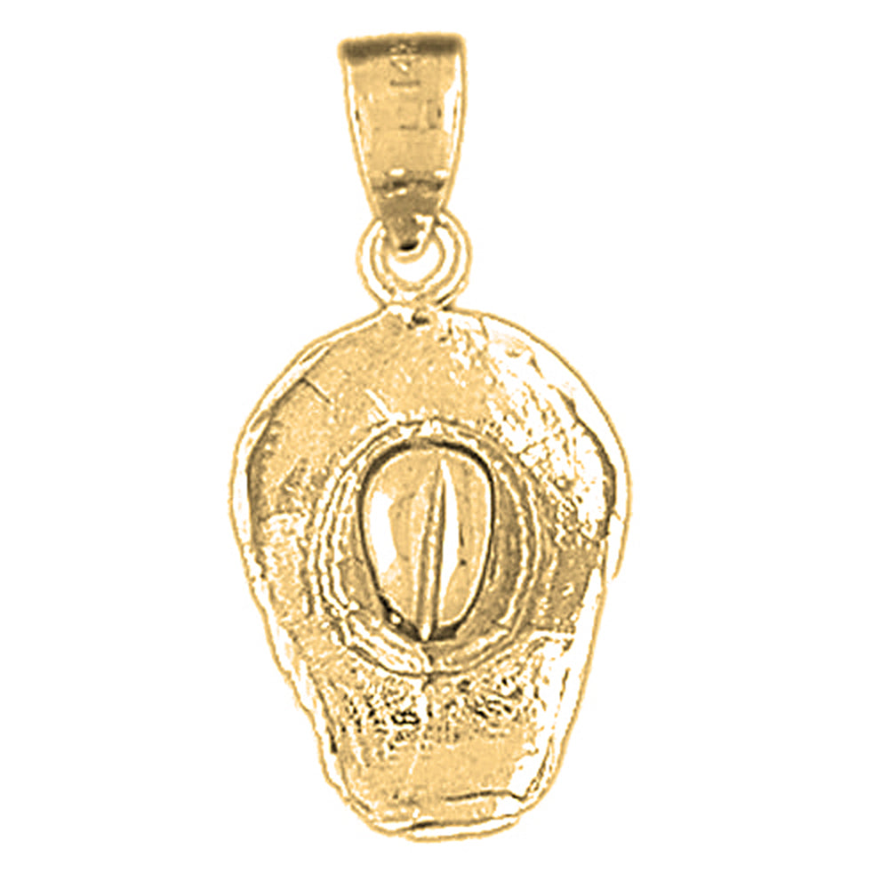 Yellow Gold-plated Silver 3D Cowboy Hat Pendant