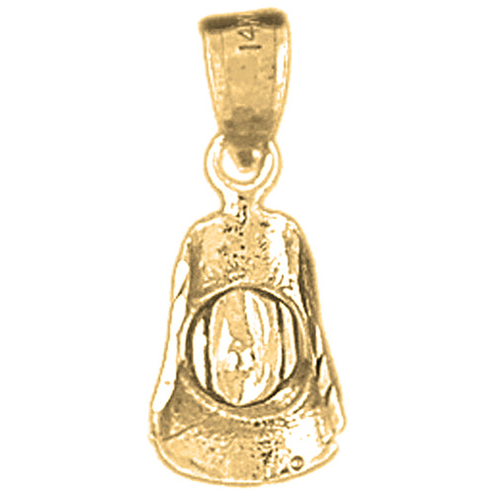 Yellow Gold-plated Silver 3D Cowboy Hat Pendant