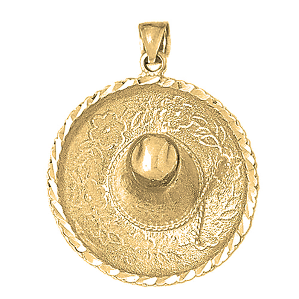 Yellow Gold-plated Silver 3D Sombrero Pendant