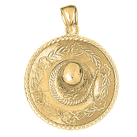 Yellow Gold-plated Silver 3D Sombrero Pendant