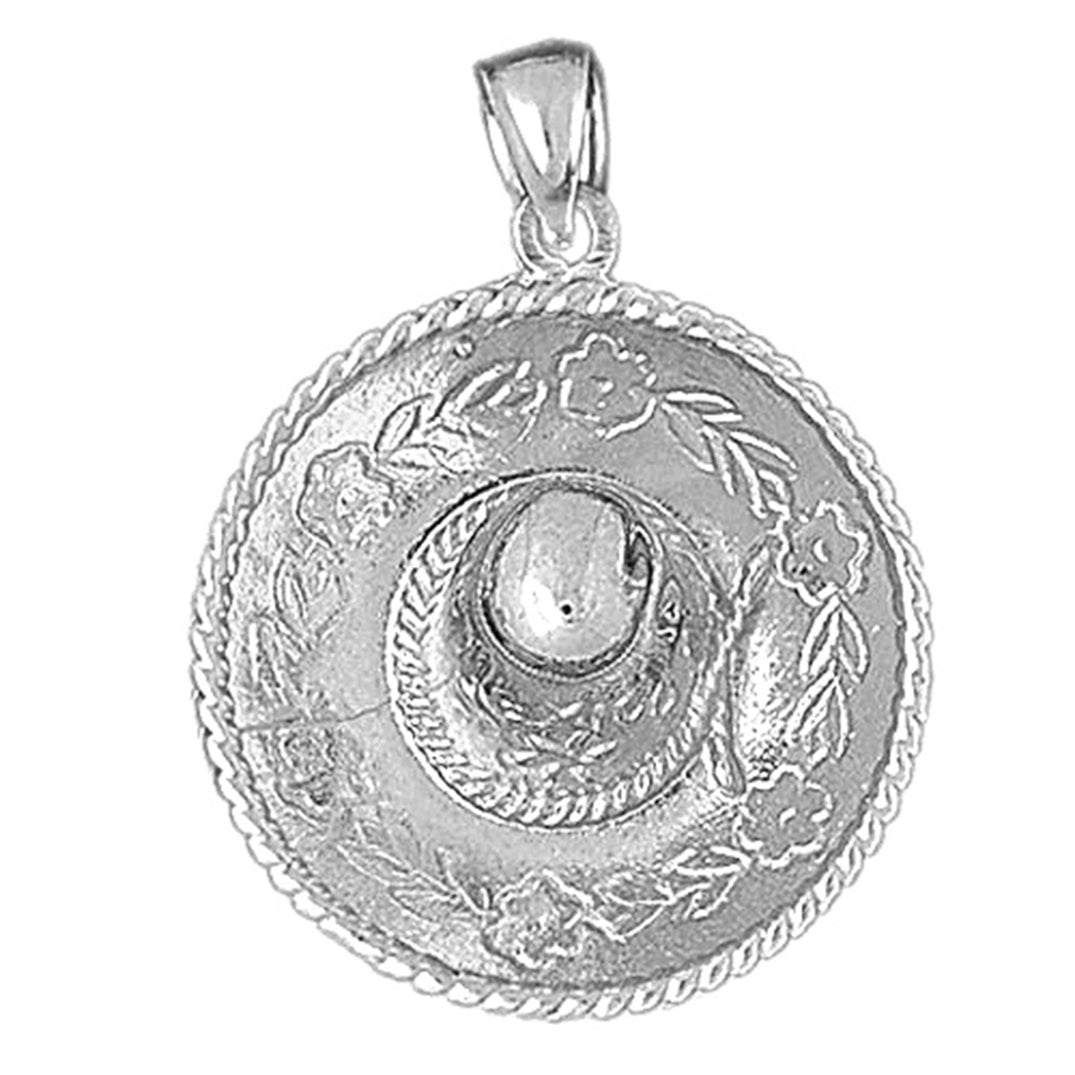 Sterling Silver 3D Sombrero Pendant