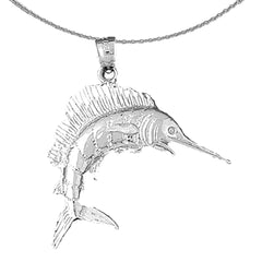 Sterling Silver Sailfish Pendant (Rhodium or Yellow Gold-plated)