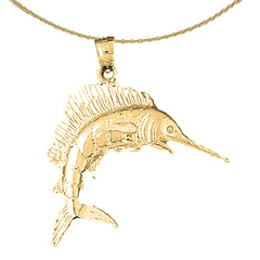 Sterling Silver Sailfish Pendant (Rhodium or Yellow Gold-plated)