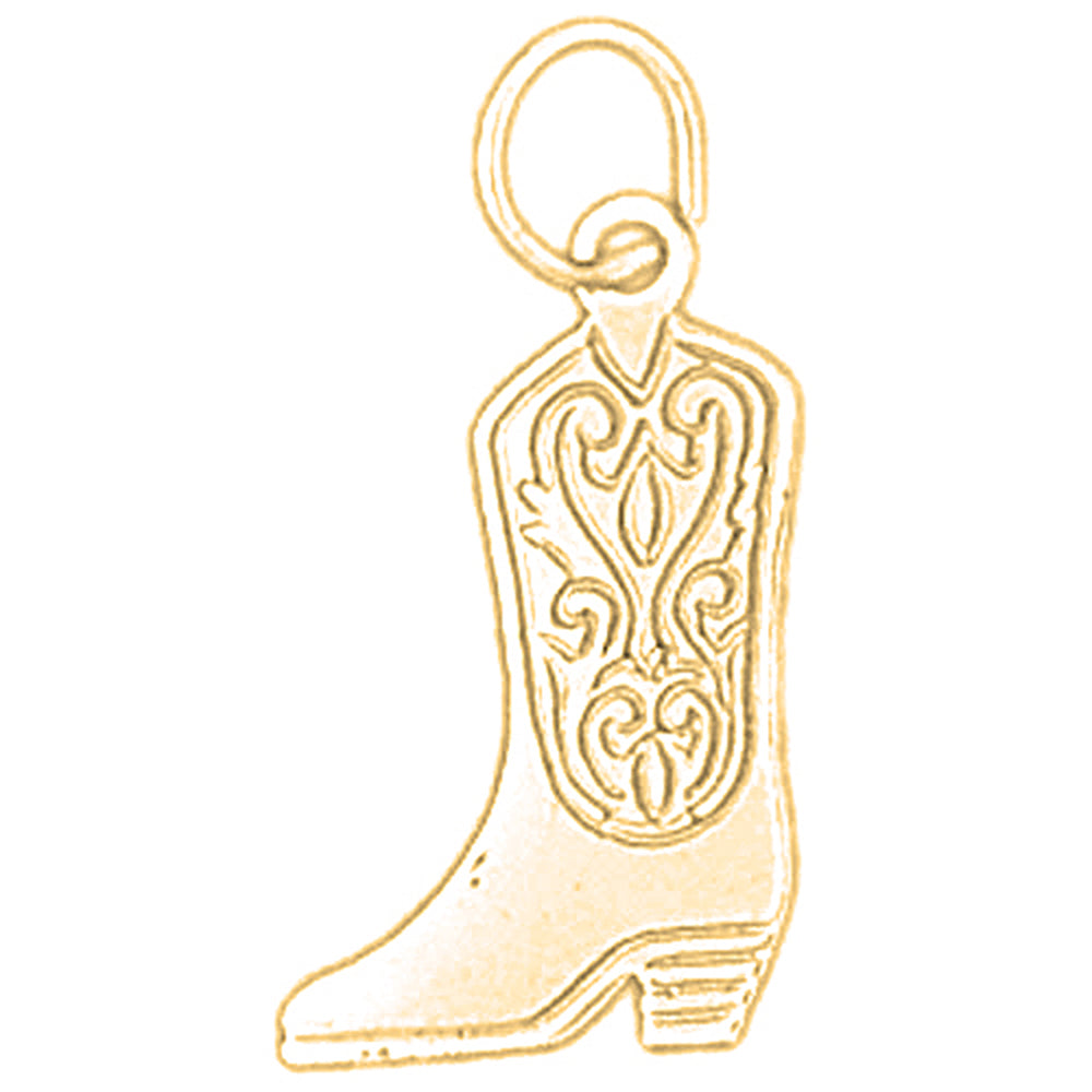 Yellow Gold-plated Silver Cowboy Boots Pendant