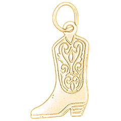 Yellow Gold-plated Silver Cowboy Boots Pendant