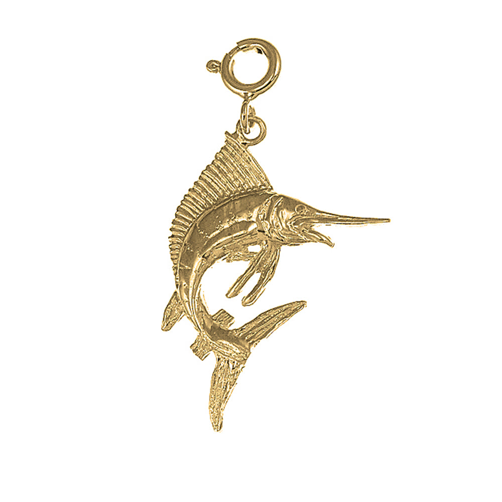 Yellow Gold-plated Silver Marlin Pendant
