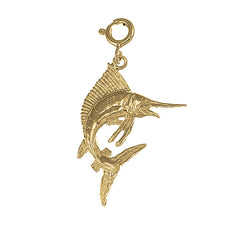 Yellow Gold-plated Silver Marlin Pendant