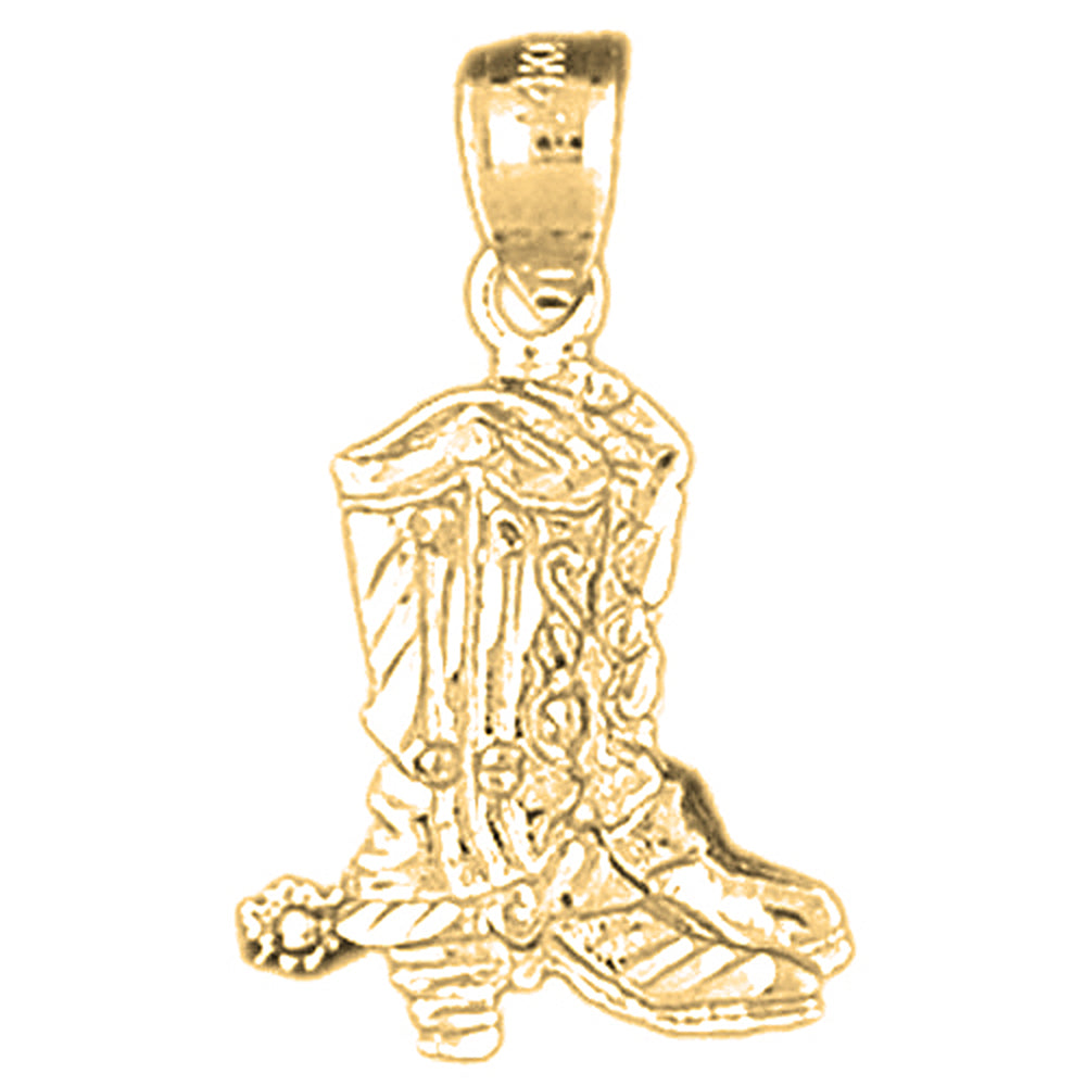 Yellow Gold-plated Silver Cowboy Boots Pendant