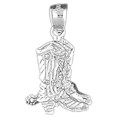 Sterling Silver Cowboy Boots Pendant