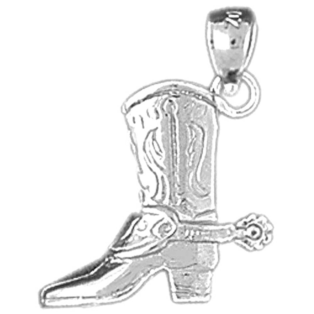Sterling Silver 3D Cowboy Boot Pendant