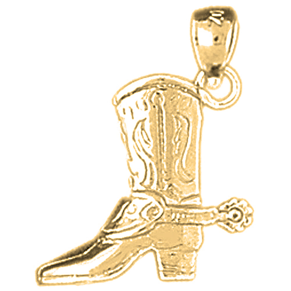 Yellow Gold-plated Silver 3D Cowboy Boot Pendant
