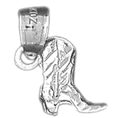 Sterling Silver 3D Cowboy Boot Pendant