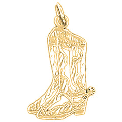 Yellow Gold-plated Silver Cowboy Boots Pendant