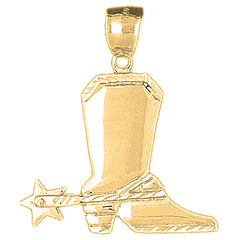 Yellow Gold-plated Silver Cowboy Boots Pendant