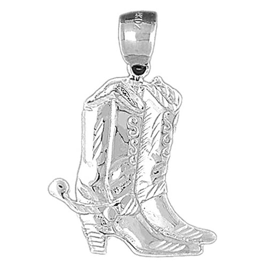 Sterling Silver Cowboy Boots Pendant