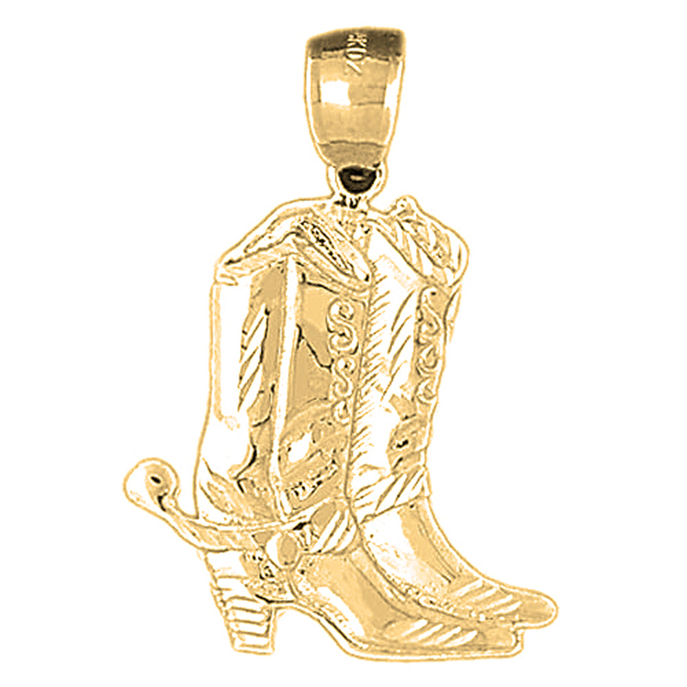 Yellow Gold-plated Silver Cowboy Boots Pendant