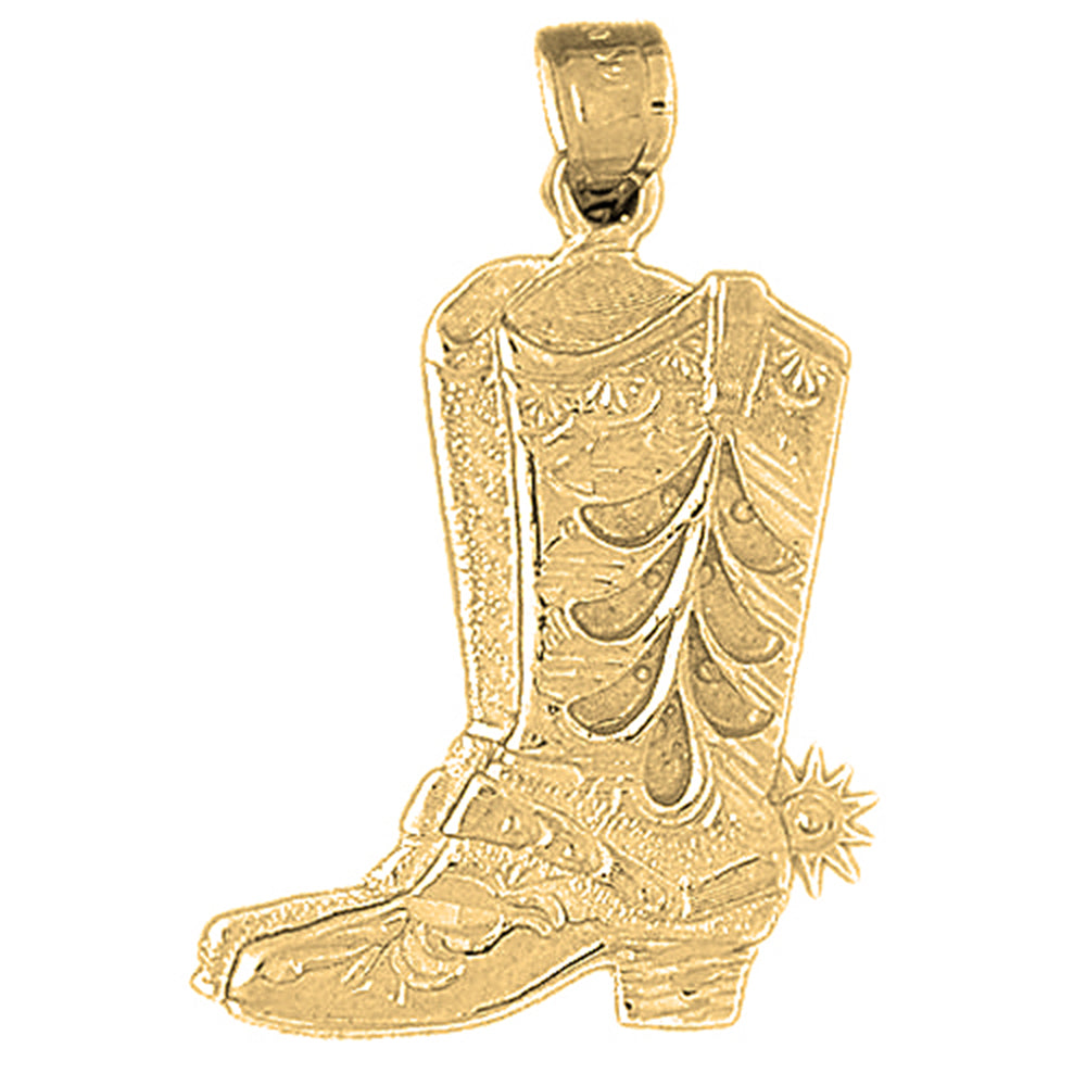 Yellow Gold-plated Silver Cowboy Boots Pendant