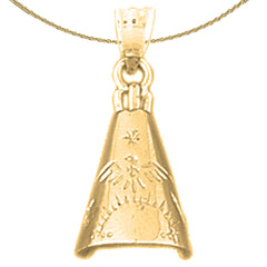 Sterling Silver Teepee Pendant (Rhodium or Yellow Gold-plated)
