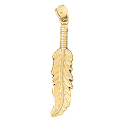 Yellow Gold-plated Silver Feather Pendant