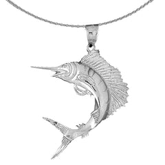 Segelfisch-Anhänger aus Sterlingsilber (rhodiniert oder gelbgoldbeschichtet)