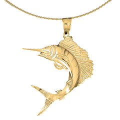 Segelfisch-Anhänger aus Sterlingsilber (rhodiniert oder gelbgoldbeschichtet)