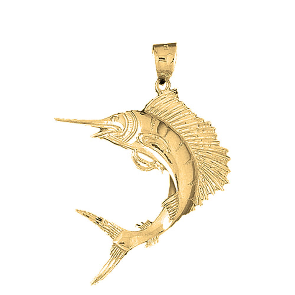 Yellow Gold-plated Silver Sailfish Pendant