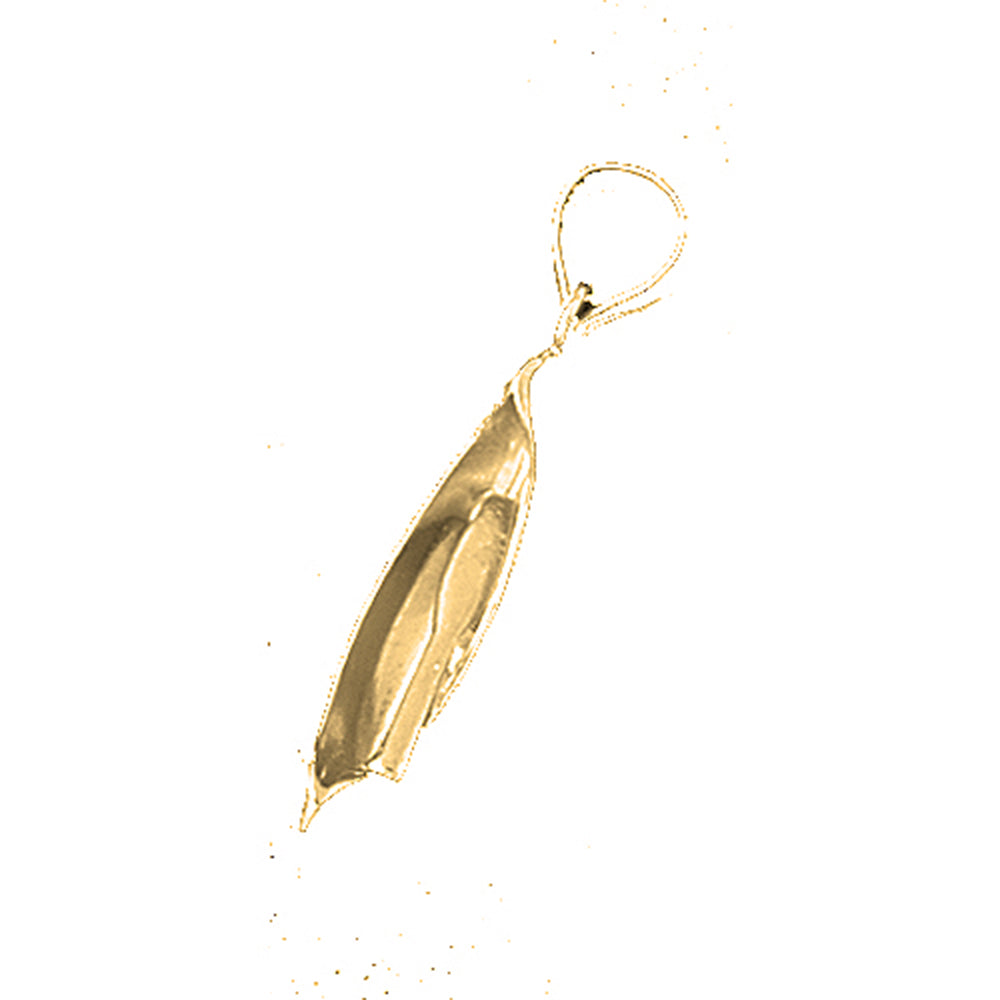 Yellow Gold-plated Silver 3D Canoe Pendant