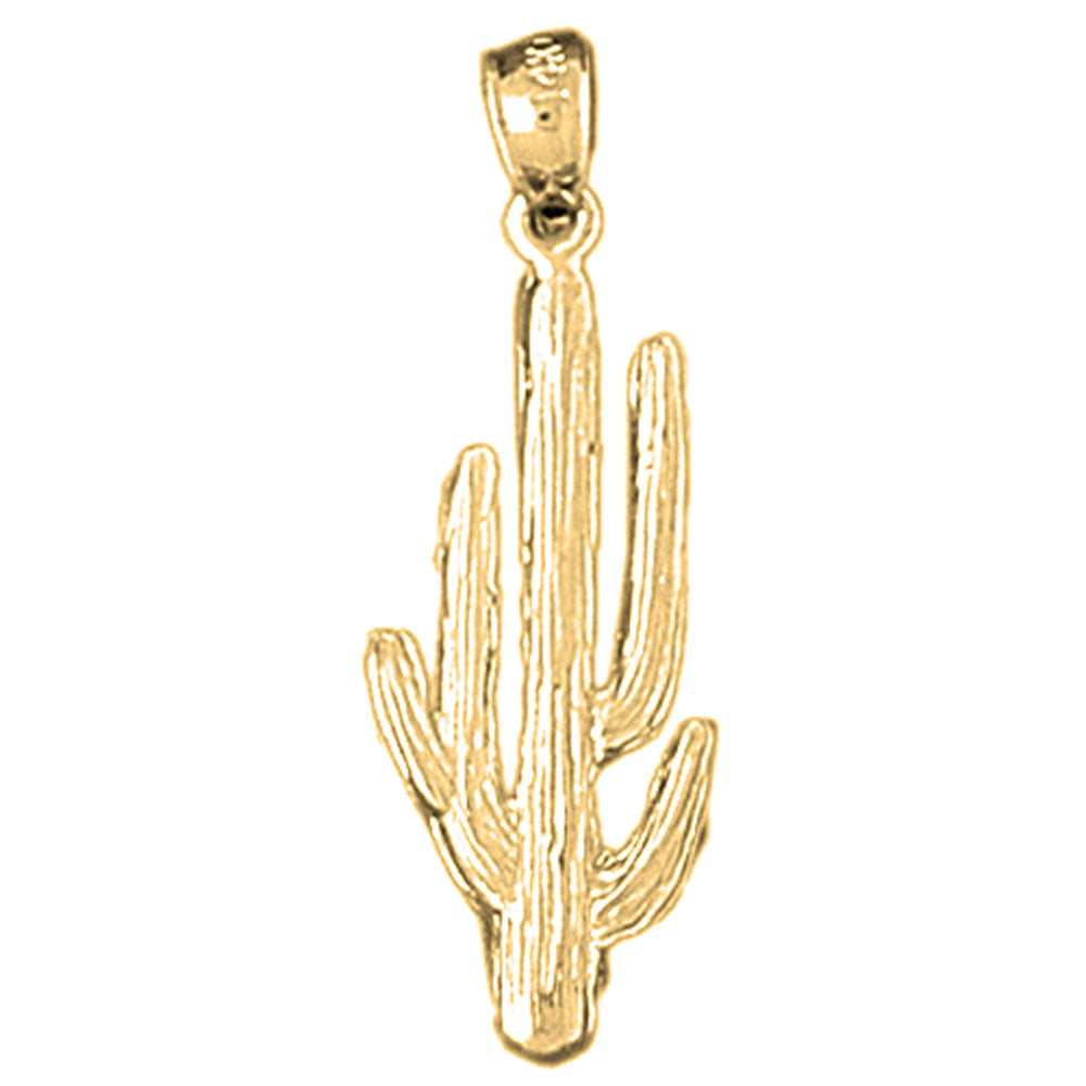 Yellow Gold-plated Silver Cactus Pendant