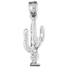 Sterling Silver 3D Cactus Pendant