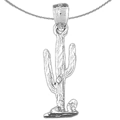 3D-Kaktus-Anhänger aus Sterlingsilber (rhodiniert oder gelbgoldbeschichtet)